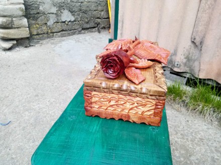 Шкатулка ручной работы с декором роза оригиналткюная ,изготовленная из дерева со. . фото 8