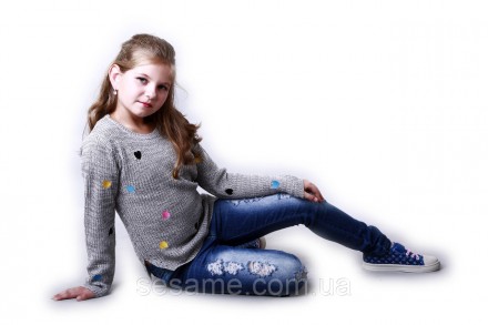 Детский теплый свитер сердечки серый для девочки 0175
Замеры:
Размер: 10-12 (рос. . фото 5