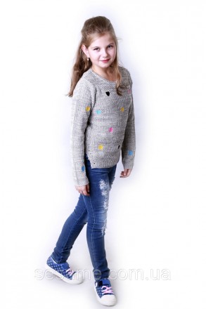 Детский теплый свитер сердечки серый для девочки 0175
Замеры:
Размер: 10-12 (рос. . фото 3