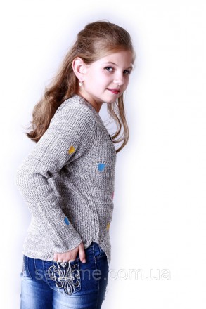 Детский теплый свитер сердечки серый для девочки 0175
Замеры:
Размер: 10-12 (рос. . фото 4
