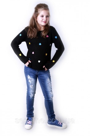 Детский теплый свитер сердечки черный для девочки 0174
Замеры:
Размер: 7-8 (рост. . фото 6