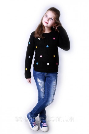 Детский теплый свитер сердечки черный для девочки 0174
Замеры:
Размер: 7-8 (рост. . фото 5