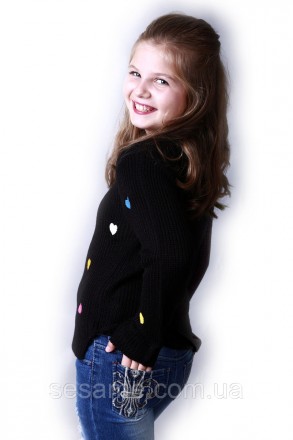 Детский теплый свитер сердечки черный для девочки 0174
Замеры:
Размер: 7-8 (рост. . фото 8