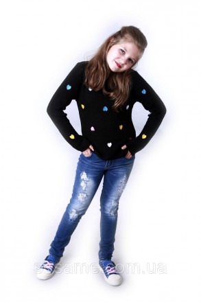 Детский теплый свитер сердечки черный для девочки 0174
Замеры:
Размер: 7-8 (рост. . фото 4