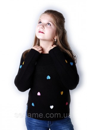 Детский теплый свитер сердечки черный для девочки 0174
Замеры:
Размер: 7-8 (рост. . фото 7