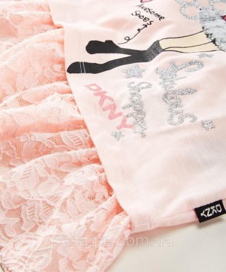 Детская футболка DKNY персиковая для девочки, 0183
Замеры:
Размер: 8-10 (рост 13. . фото 3