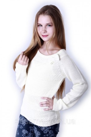 Детский теплый свитер молочный с бантиком для девочки, 0177
Замеры:
Размер: 14 (. . фото 3