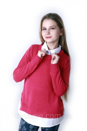 Детский теплый свитер розовый с белым воротником для девочки, 0178
Замеры:
Разме. . фото 3