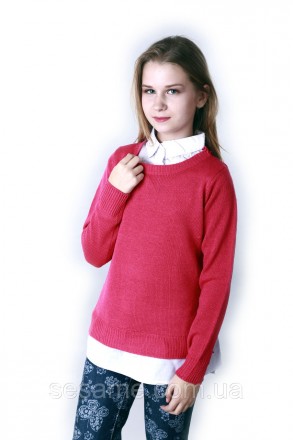 Детский теплый свитер розовый с белым воротником для девочки, 0178
Замеры:
Разме. . фото 4