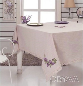 Хлопковая скатерть с вышивкой 100х100 см Фиолетовый цветок Турция Buldans
Хлопко. . фото 1