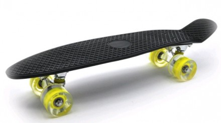 Пенніборд ЧОРНИЙ 56x15x12см.ЗІБРАНИЙ, LED-ПУколеса, алюм. підвіс, підшип.АВСЕ7 М. Днепр. фото 1