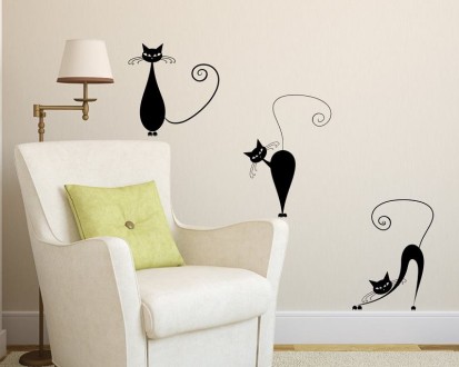 Наклейки виниловых на стену с котиками, собраны на одном листе. смотрятся на сте. . фото 5
