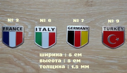 Алюминиевые декоративные наклейки Флаги стран на авто или мото
Цена указана за . . фото 2