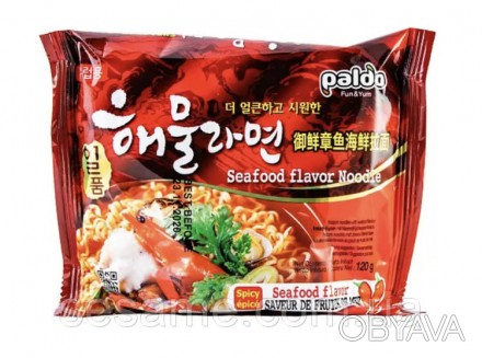 Лапша быстрого приготовления с морепродуктами - аппетитное, изысканное корейское. . фото 1