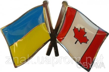 Значок Флаги Украины и Канады,металлический, крепление бабочка.
Размер значка 2. . фото 1