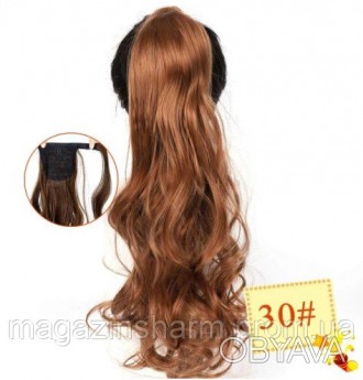 
	Длинный золотисто-коричневый шиньон волнистые волосы - пшеничный, выглядят как. . фото 1