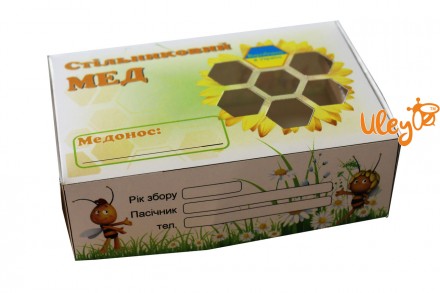 Коробка для сотового меда представляет собой картонную коробку с изображением пч. . фото 2