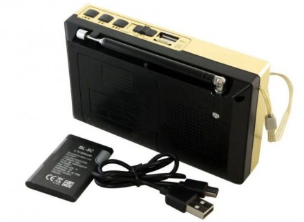 Описание Портативной колонки радио MP3 USB Golon RX 6622, золотистой Удобный шну. . фото 4