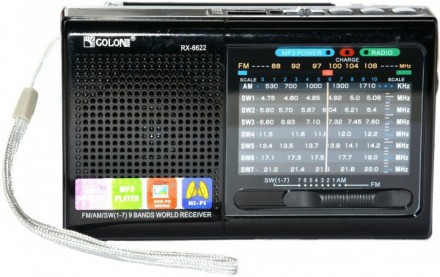 Описание Портативной колонки радио MP3 USB Golon RX 6622, черной Удобный шнурок . . фото 2