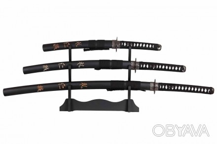 Комплект из трех самурайских мечей в одном стиле на подставке от Grand Way.Именн. . фото 1