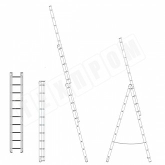 
Алюминиевая трехсекционная универсальная лестница может использоваться как разд. . фото 5
