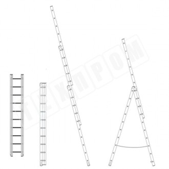 
Алюминиевая профессиональная трехсекционная универсальная лестница может исполь. . фото 5