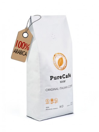Кофе PureCafe Soar, 100% Арабики, зерно, Италия, 1кг.

Кофе в зернах Pure Cafe. . фото 2
