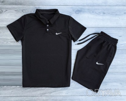 Стильный летний комплект Nike. 
В комплект входит: Поло чёрного цвета + Чёрные . . фото 1