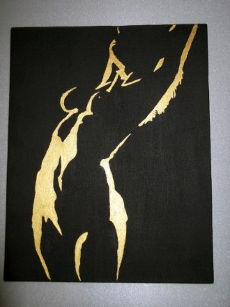 Картина Девушка  Girl Nude
Живопись: холст, акрил, рама - дерево.
Цвет: золото. . фото 2