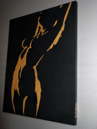 Картина Девушка  Girl Nude
Живопись: холст, акрил, рама - дерево.
Цвет: золото. . фото 4