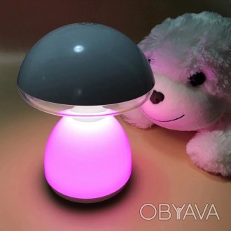 Автономная многоцветная LED лампа в форме гриба с пружинистой шляпкой со встроен. . фото 1