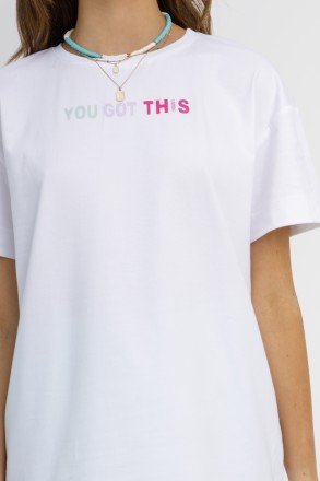 Женская футболка Stimma Дизар. Модель в стиле оверсайз. Прямой фасон. Круглый вы. . фото 3
