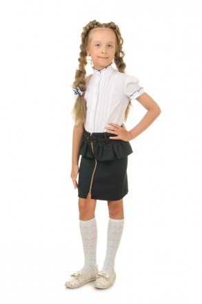 Школьная юбка с баской на молнии
Размер 122, 128, 134, см.
Материал: Костюмная т. . фото 3