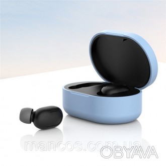 Силиконовый чехол для наушников Xiaomi Airdots голубой. . фото 1