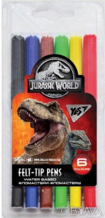 Фломастеры YES 6 цветов "Jurassic World". . фото 1