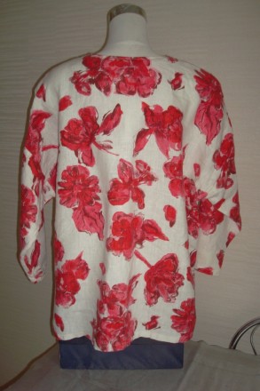 Красивый стильный женский льняной пиджак от немецкого бренда в принт цветы. Заст. . фото 7