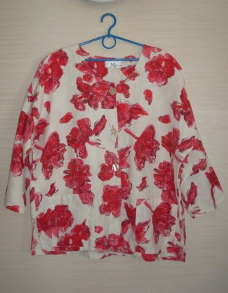 Красивый стильный женский льняной пиджак от немецкого бренда в принт цветы. Заст. . фото 8
