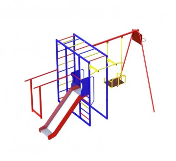 Спортивно-игровой комплекс СПОРТ-4 с горкой (нержавейка с бортиками) и качелями . . фото 2