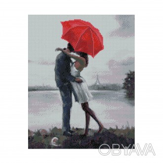 Картина по номерам с алмазной мозаикой Влюбленная пара под зонтиком от производи. . фото 1