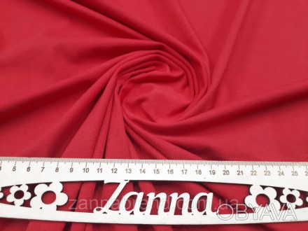 Ткань стрейч-кулир красного цвета (Супрем) - очень комфортная и мягкая ткань выс. . фото 1