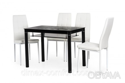 Обеденный стол Т-300-2 черный 
 глянцевое каленое стекло. 
	крашеный металл
Шири. . фото 1