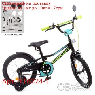 Велосипед детский PROF1 16д. Y16224-1 Prime, SKD75, черный (мат), звонок, фонарь. . фото 1