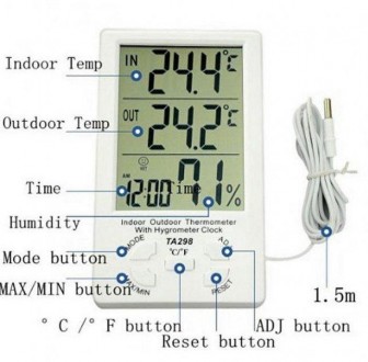 Термометр-гігрометр TA-298 одночасно показує температуру в місці, де він розташо. . фото 6