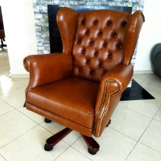 Нове шкіряне крісло для керівника GK.
Каретна стяжка, ручна робота. Шикарний ви. . фото 2
