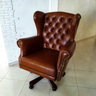 Нове шкіряне крісло для керівника GK.
Каретна стяжка, ручна робота. Шикарний ви. . фото 2