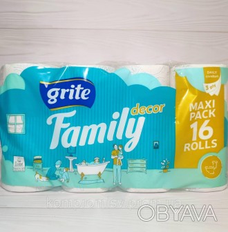 Трехслойная туалетная бумага Grite (Грите) Family Decor изготовлена из тщательно. . фото 1