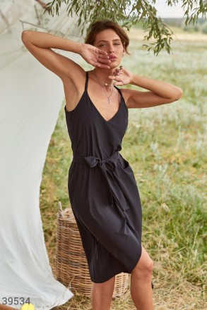 Легкий сарафан с поясом черный. Одесса. фото 1
