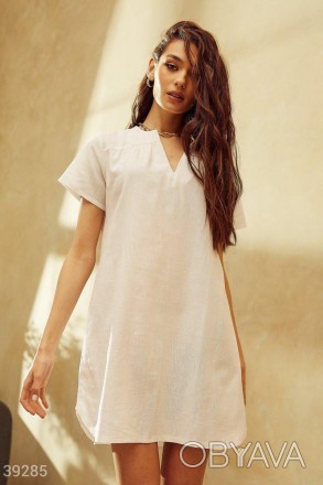 Доступные размеры: L-xl Лаконичное летнее платье из льняного полотна. Небольшой . . фото 1
