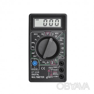 Мультиметр DT-838 (тестер)
Назначение: измеряет напряжение, В- постоянное/переме. . фото 1