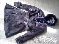 мягкая кожаная куртка  цвет- чёрный шоколад ,капюшон не съёмный, с пристёгивающи. . фото 3